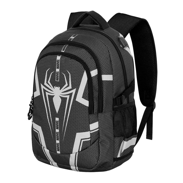 SPIDERMAN Town - Mochila Escolar Impermeable Running Plus para Portatil y USB. Negro