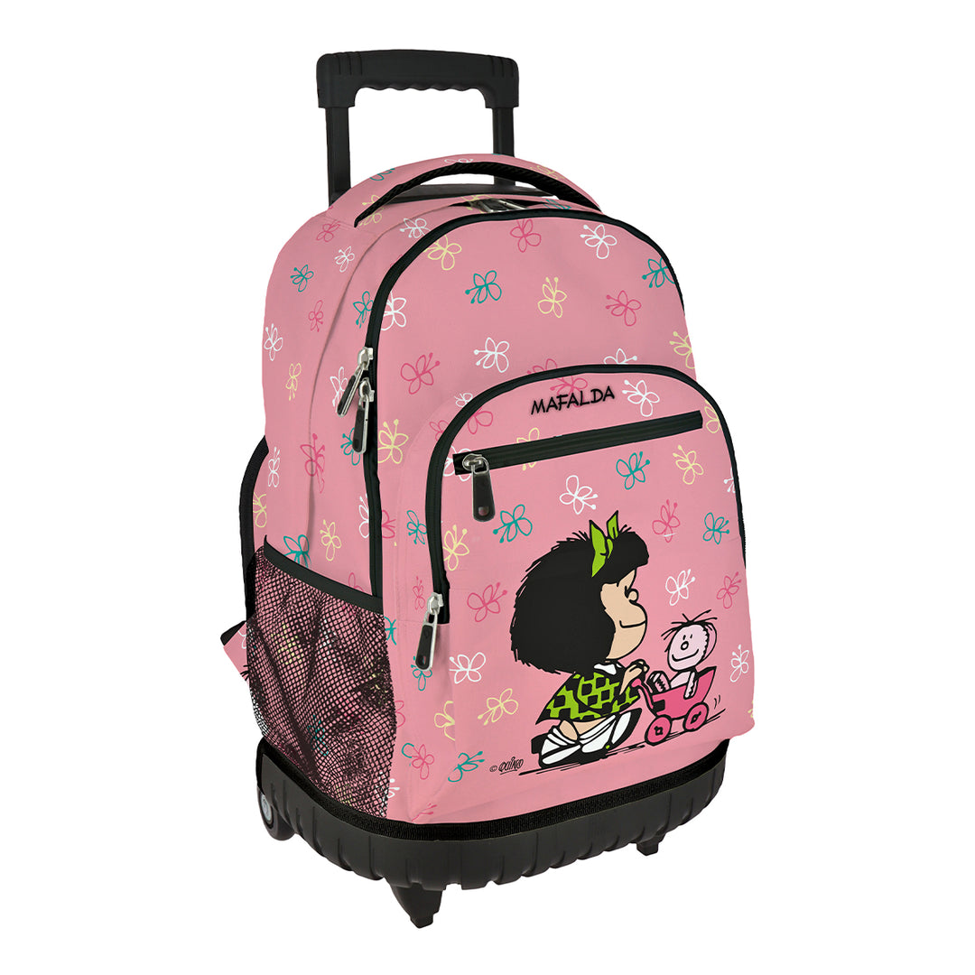 Grafoplás Design - Mochila Escolar 3 Cremalleras y Carrito Integrado. Acolchada. Baby Cart