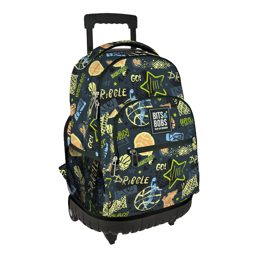 Grafoplás Design - Mochila Escolar 3 Cremalleras y Carrito Integrado. Acolchada. Streetball