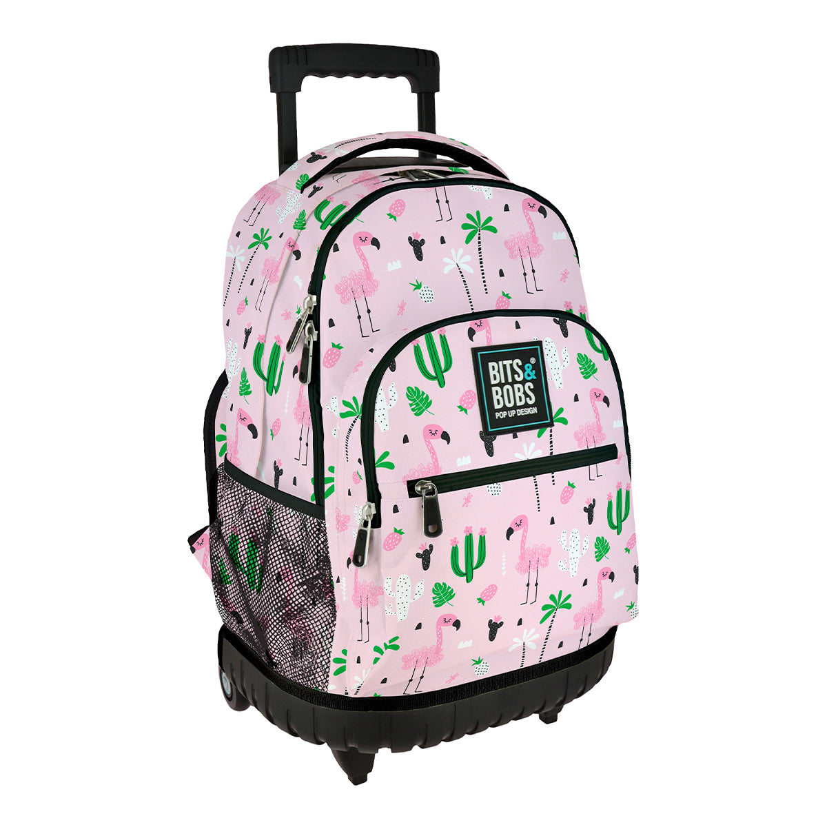 Grafoplás Design - Mochila Escolar 3 Cremalleras y Carrito Integrado. Acolchada. Tropical
