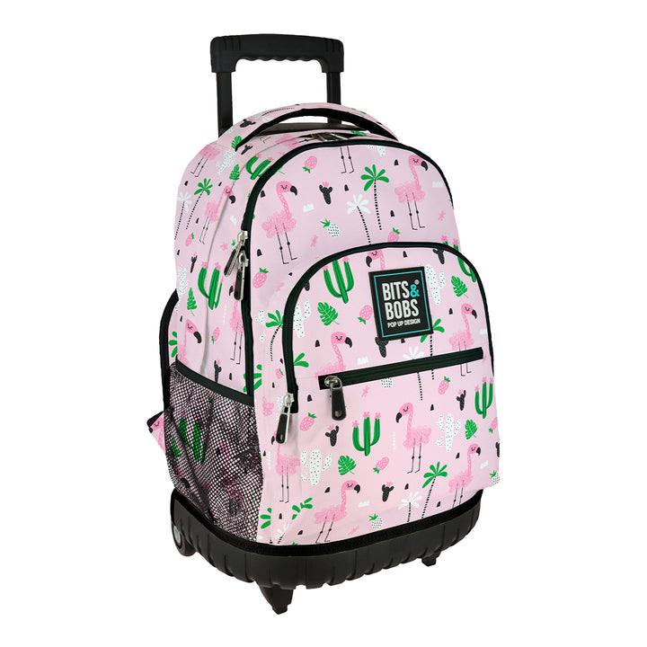 Grafoplás Design - Mochila Escolar 3 Cremalleras y Carrito Integrado. Acolchada. Tropical