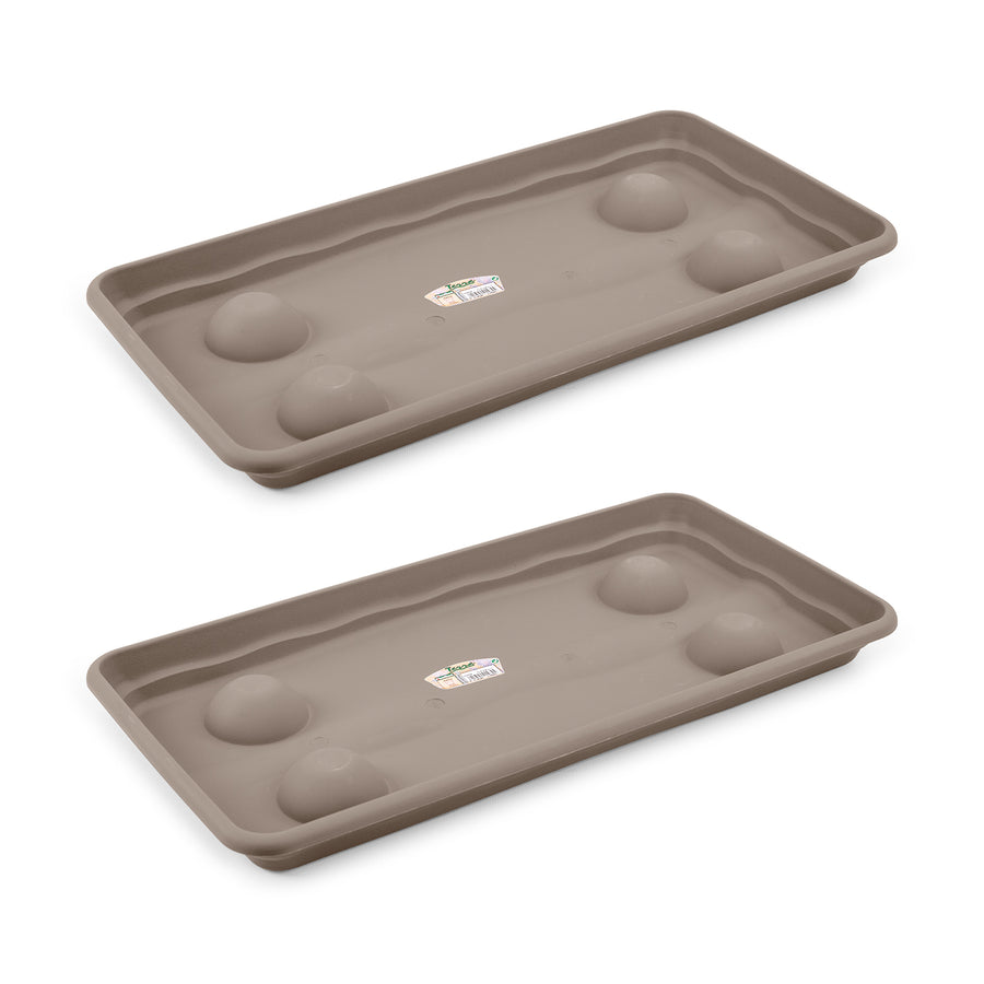 Plastiken TERRA - Pack de 2 Platos Rectangulares 57 cm para Jardinera de 60 cm 33L. Taupe