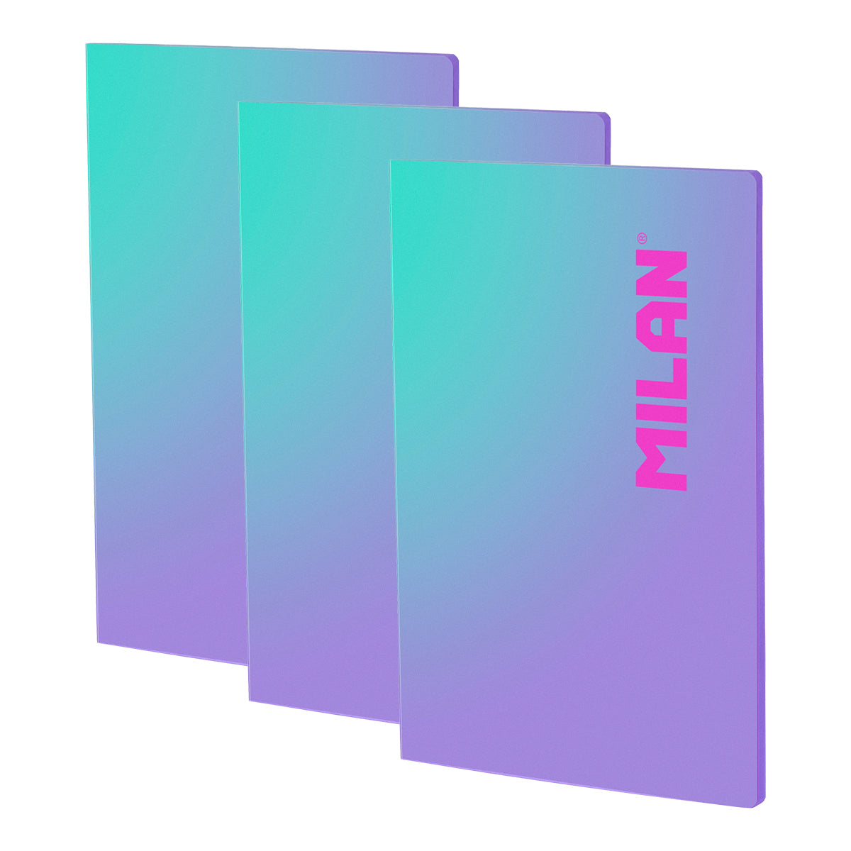 MILAN Sunset - Pack 3 Libretas A4 Encoladas. Papel Pautado 48 Hojas 95gr Lila