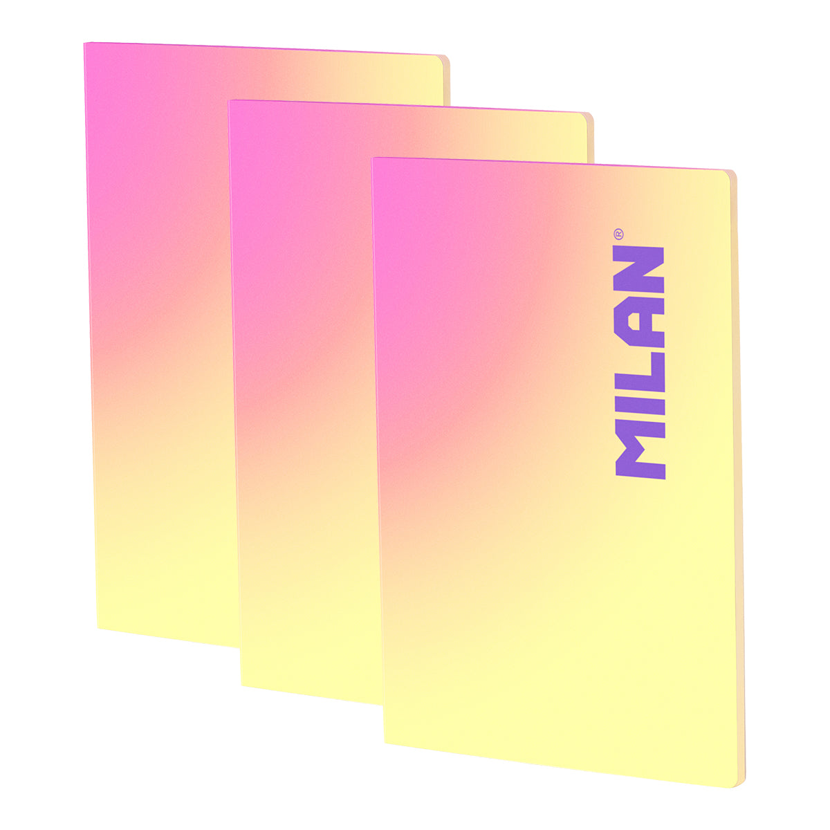 MILAN Sunset - Pack 3 Libretas A4 Encoladas. Papel Cuadriculado 48 Hojas 95gr Amarillo