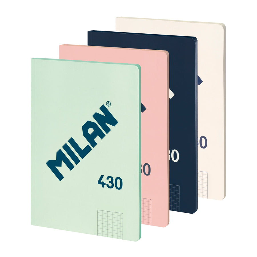 MILAN 430 - Pack 4 Libretas A4 Encolada. Papel Cuadriculado 48 Hojas 95gr