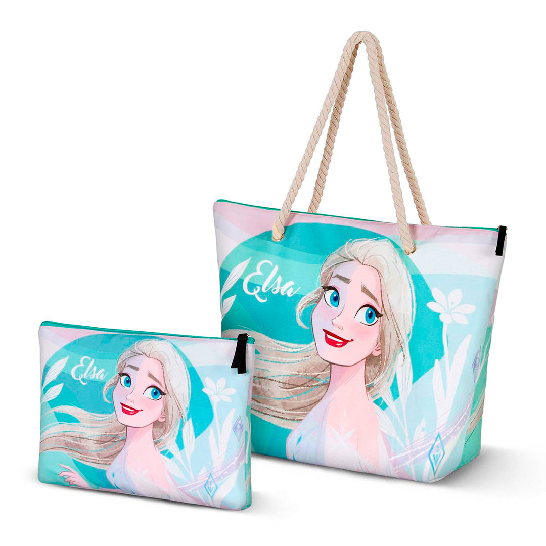 KARACTERMANIA - Bolsa de Playa Soleil con Neceser de Regalo. Frozen 2 Summer