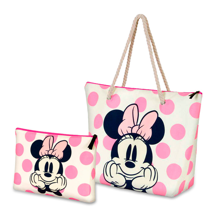 KARACTERMANIA - Bolsa de Playa Soleil con Neceser de Regalo. Minnie Mouse Dots