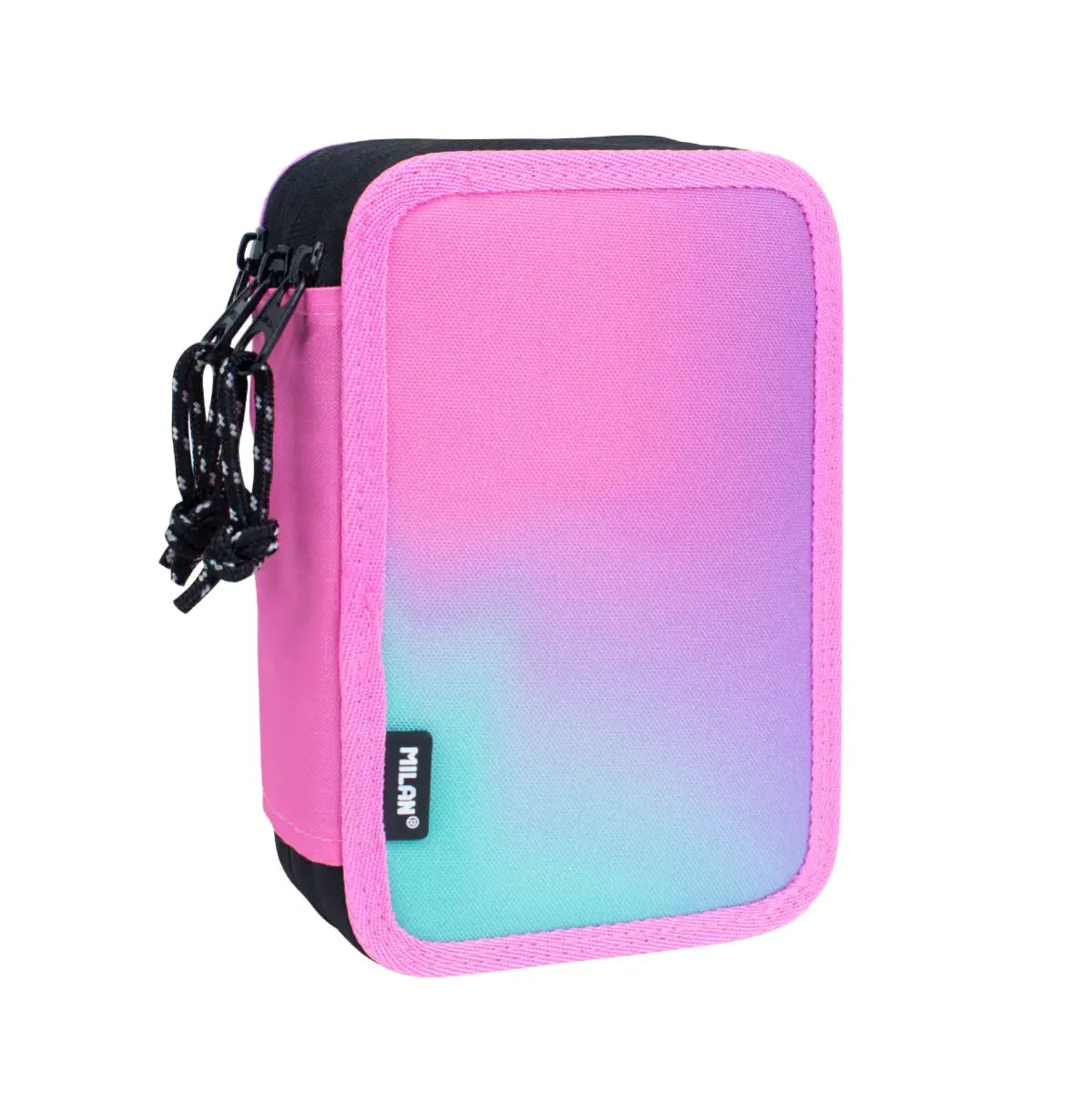 MILAN - Plumier de 3 Pisos con Contenido de 49 Piezas de Material Escolar. Sunset Rosa