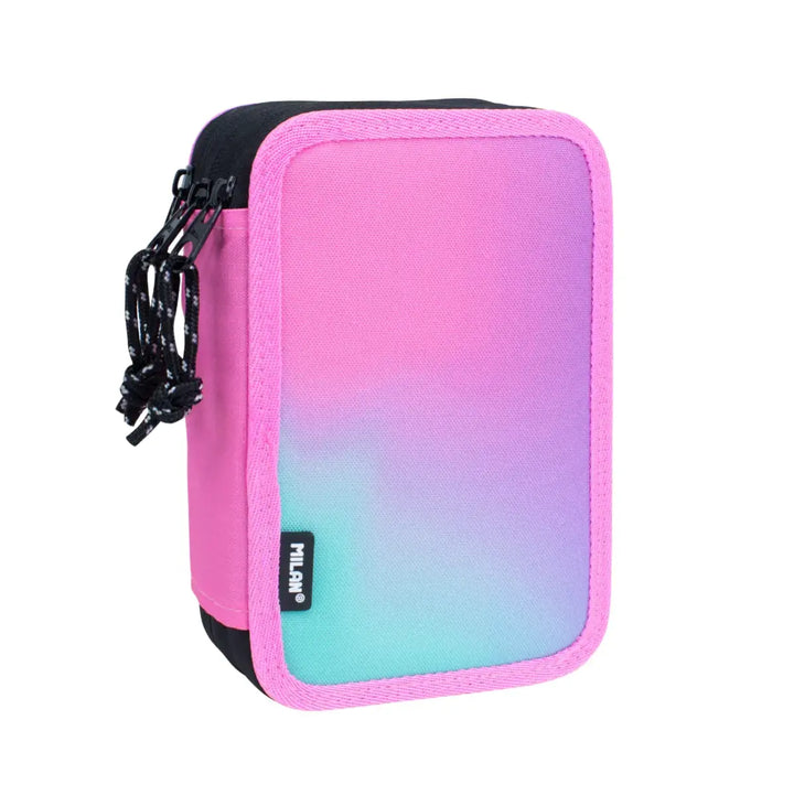 MILAN - Plumier de 3 Pisos con Contenido de 49 Piezas de Material Escolar. Sunset Rosa