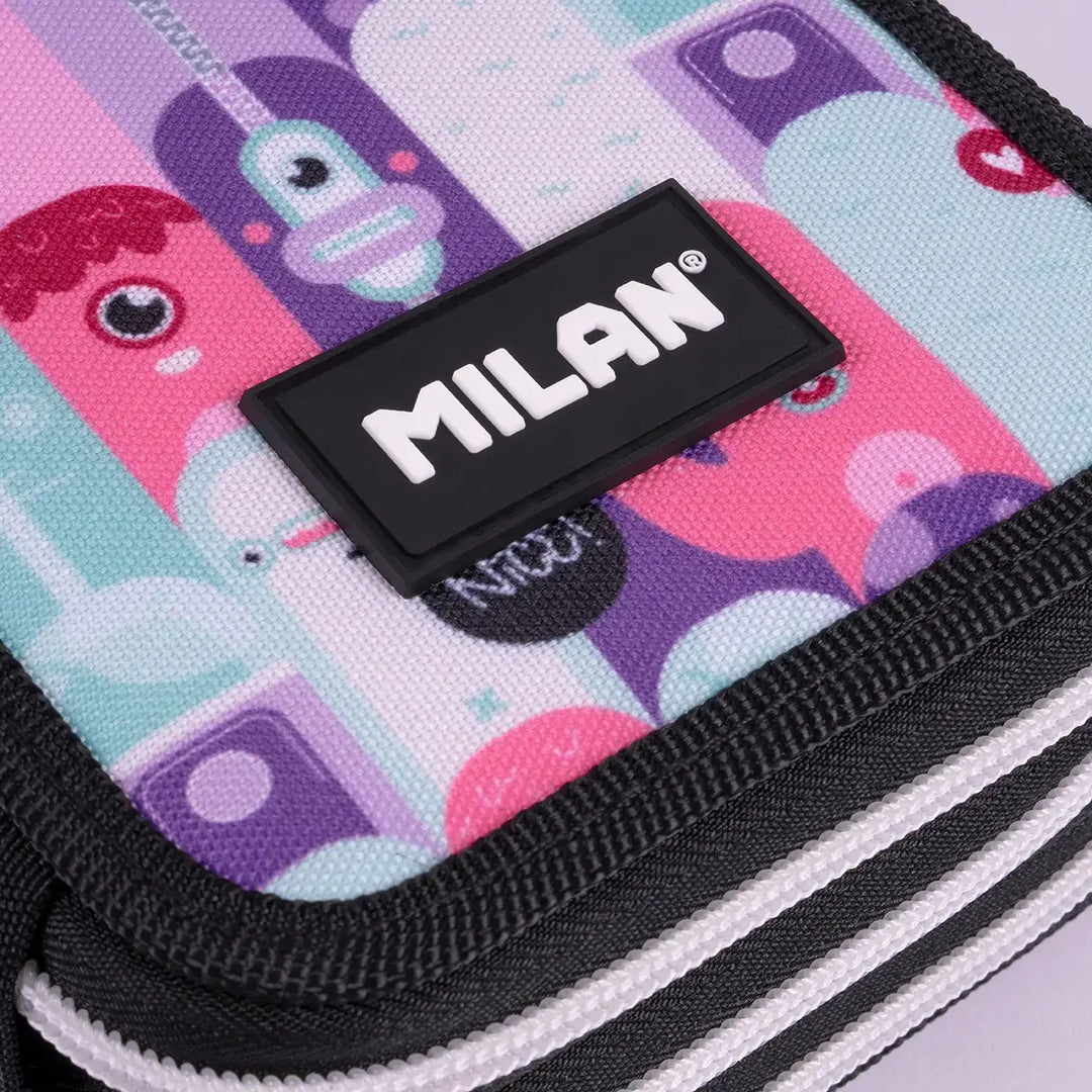 MILAN - Plumier de 3 Pisos con Contenido de 49 Piezas de Material Escolar. Aliens Dos