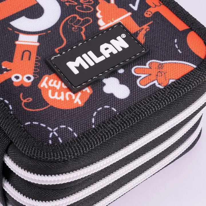 MILAN - Plumier de 3 Pisos con Contenido de 49 Piezas de Material Escolar. Serie Fingers