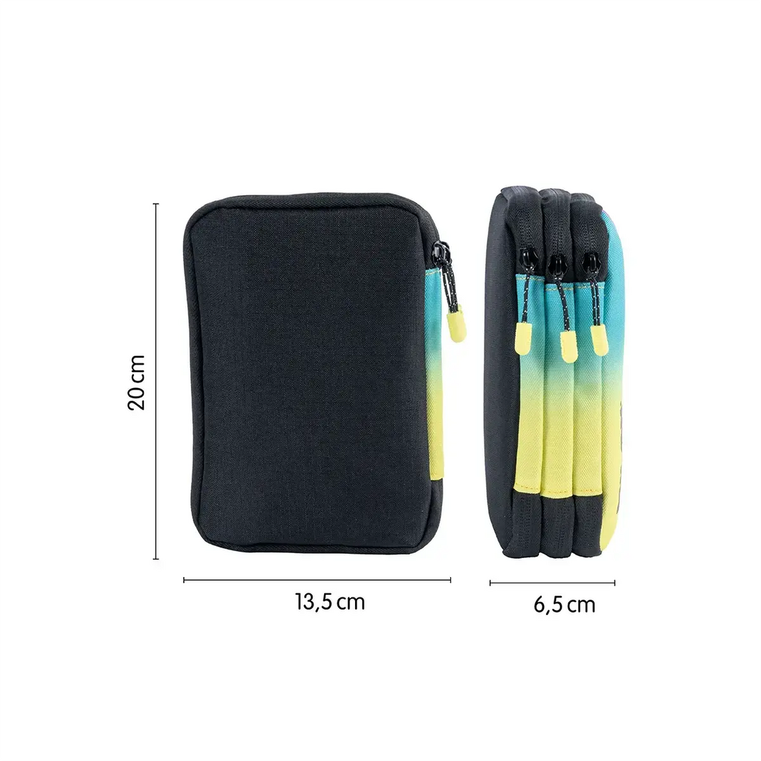MILAN - Plumier de 3 Pisos con Contenido de 49 Piezas de Material Escolar. Sunset Negro