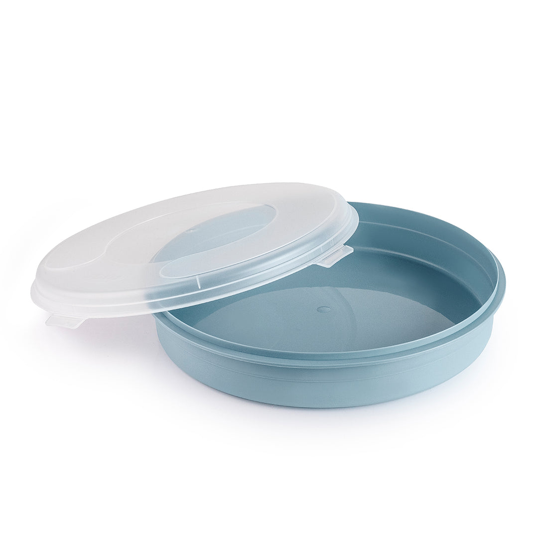 IBILI - Recipiente Porta Tortillas XL y Porta Tartas de 30 cm con Tapa en Plástico PP05. Azul