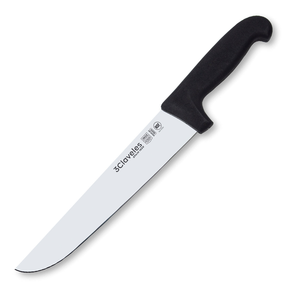 3 Claveles Proflex Max - Cuchillo Profesional Carnicero 24 cm Ergonomico NSF. Negro