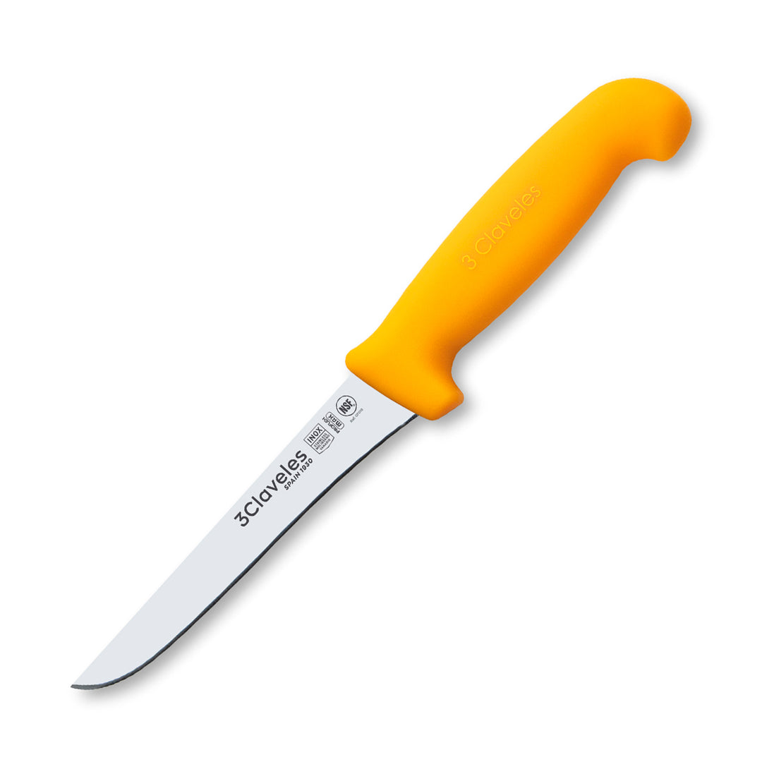 3 Claveles Proflex Max - Cuchillo Profesional Deshuesador 13 cm Ergonomico NSF. Amarillo