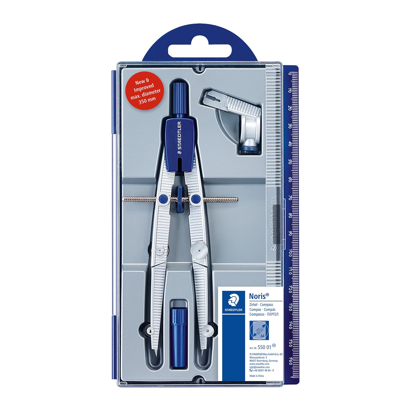 STAEDTLER Mars - Estuche Compás de Precisión con Tubo de Minas y Adaptador Universal