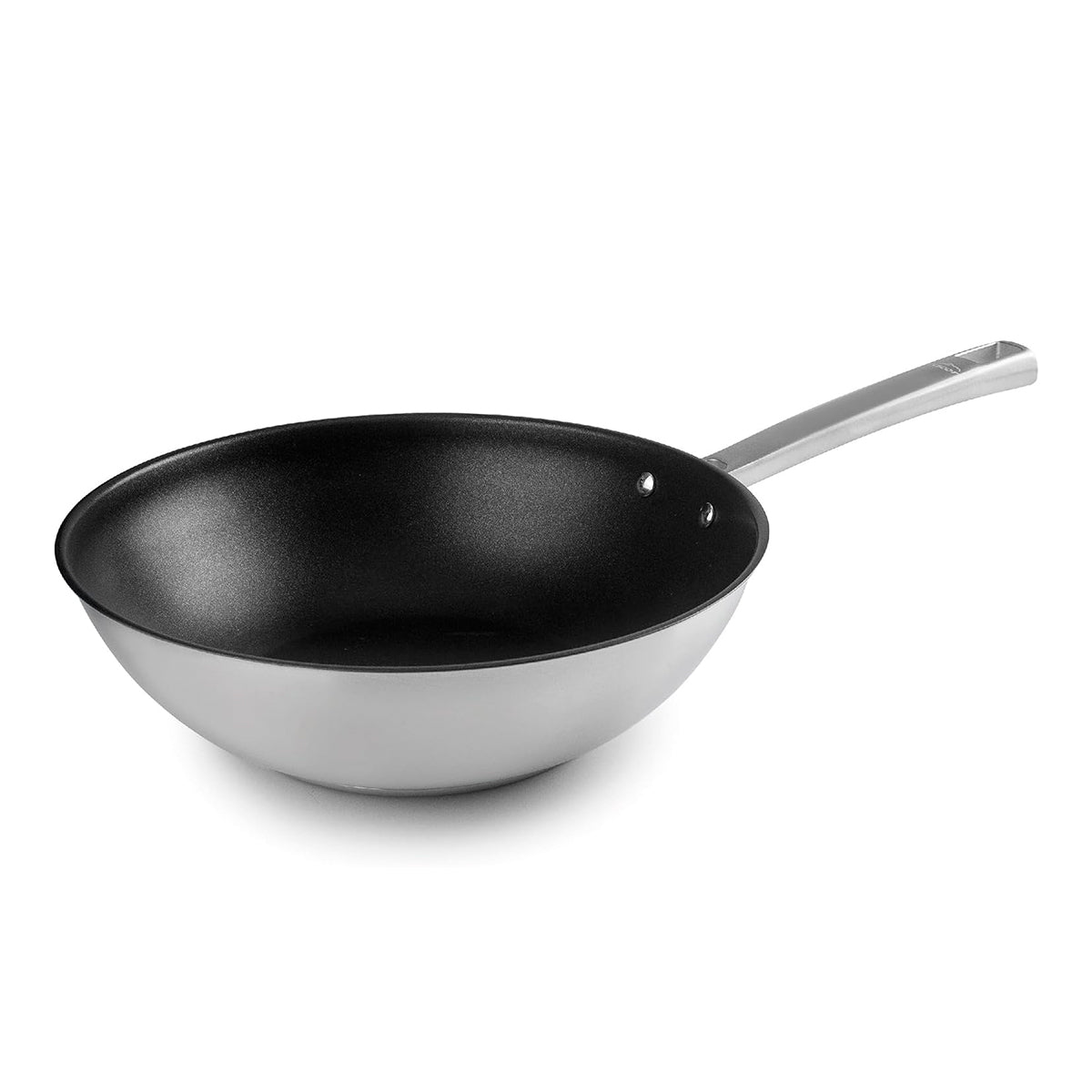 LACOR Foodie - Sartén Wok 28 cm de Acero Inox. y QuanTanium con Fondo Termo Difusor