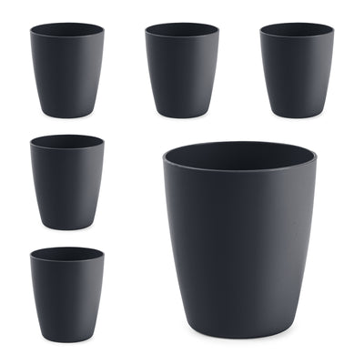 Plastic Forte Classic  - Set de 6 Vasos de Agua de 400 ml Reutilizables. Ideal Fiestas. Grafito.