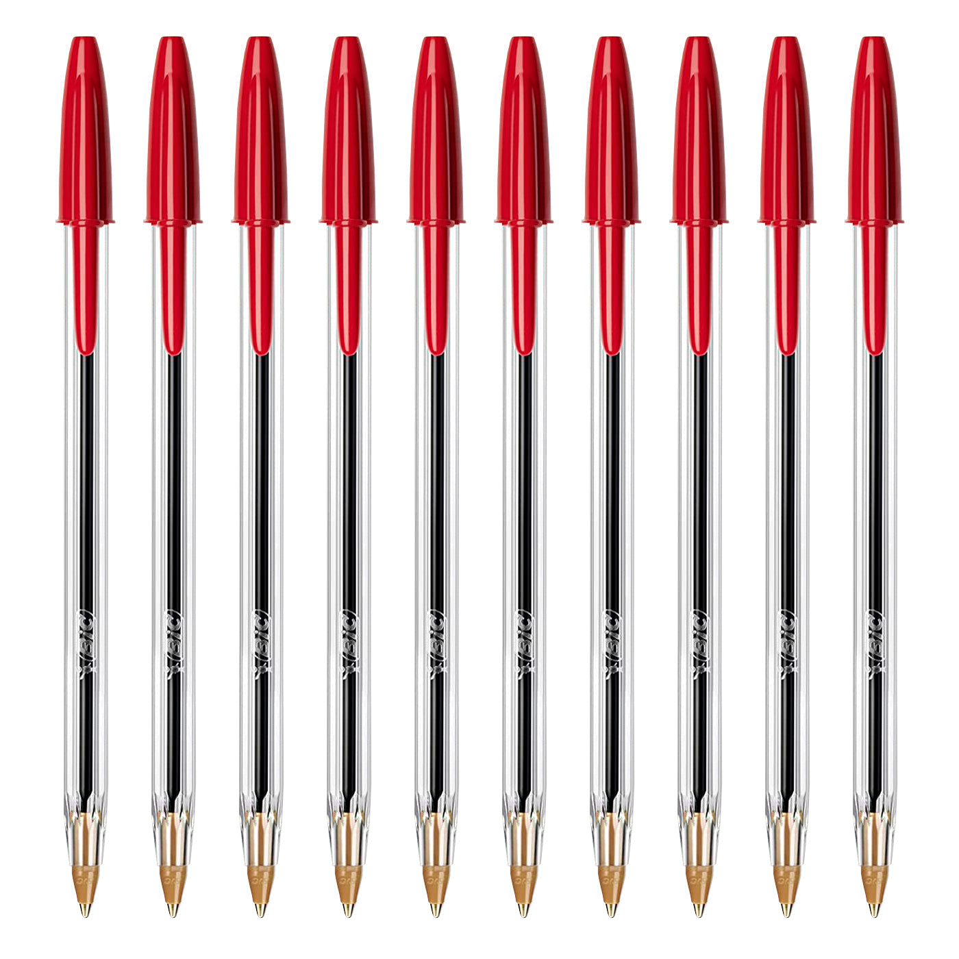 BIC - Set de 10 Bolígrafos Cristal Original Medium de Tinta de Aceite. Rojo