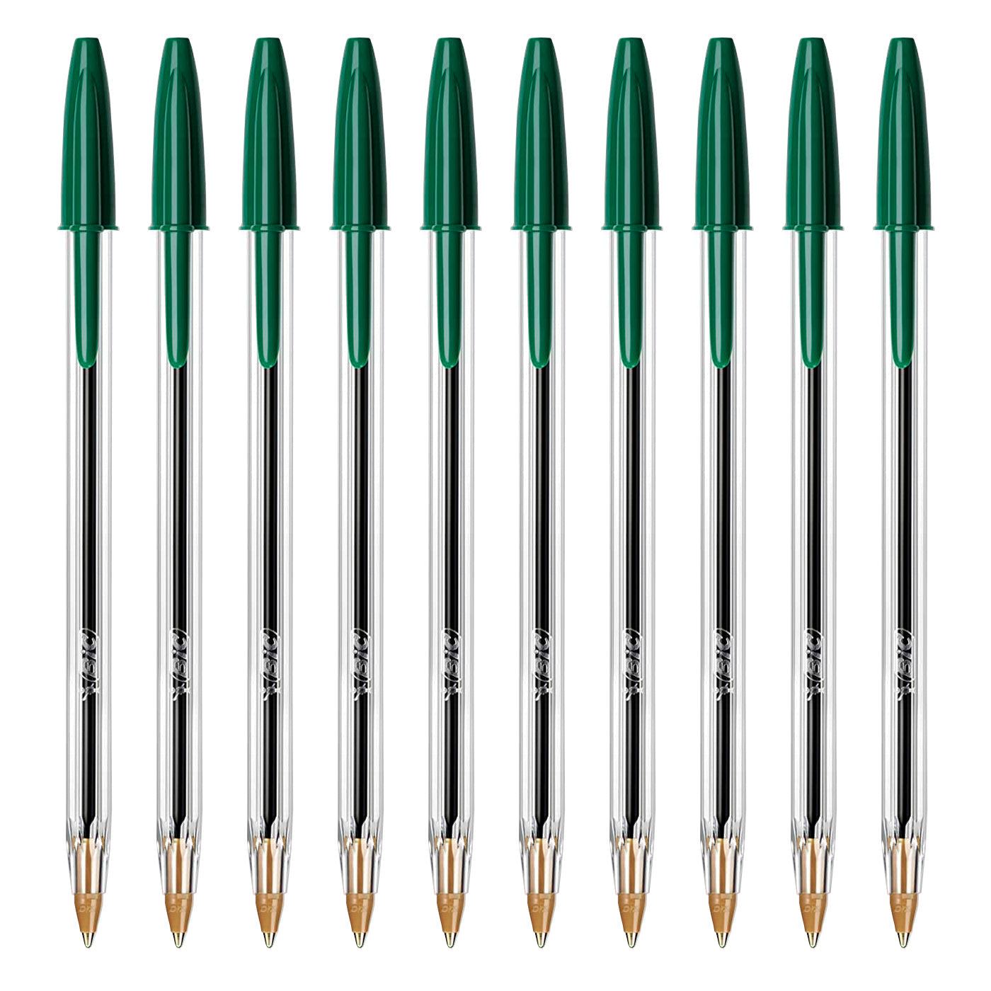 BIC - Set de 10 Bolígrafos Cristal Original Medium de Tinta de Aceite. Verde
