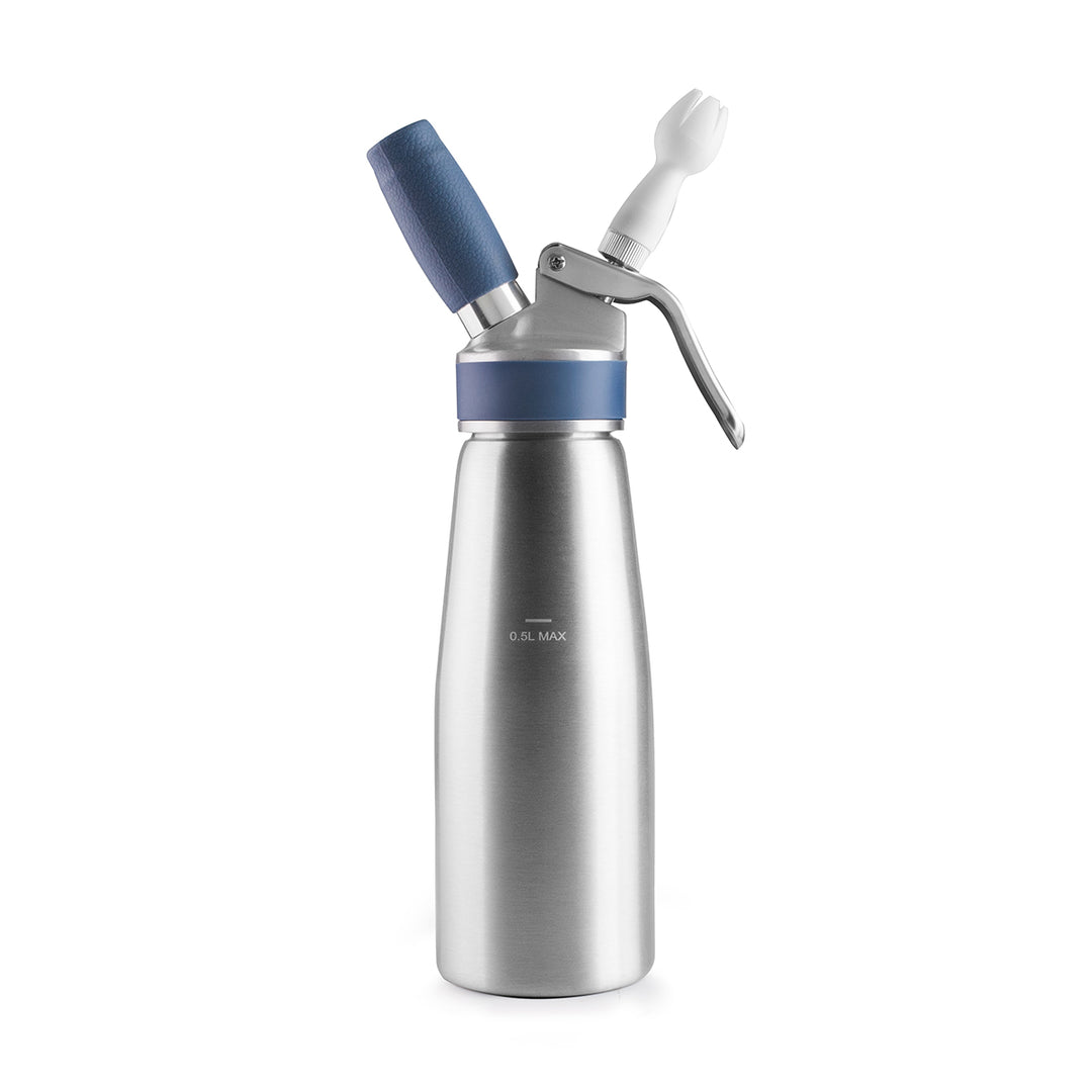 IBILI Krem - Sifón para Nata de 0.5L en Acero Inoxidable con 3 Boquillas y Accesorios