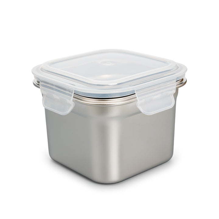 IBILI Keepklin - Recipiente Cuadrado Alto de 1.0L en Acero Inoxidable Apto Microondas