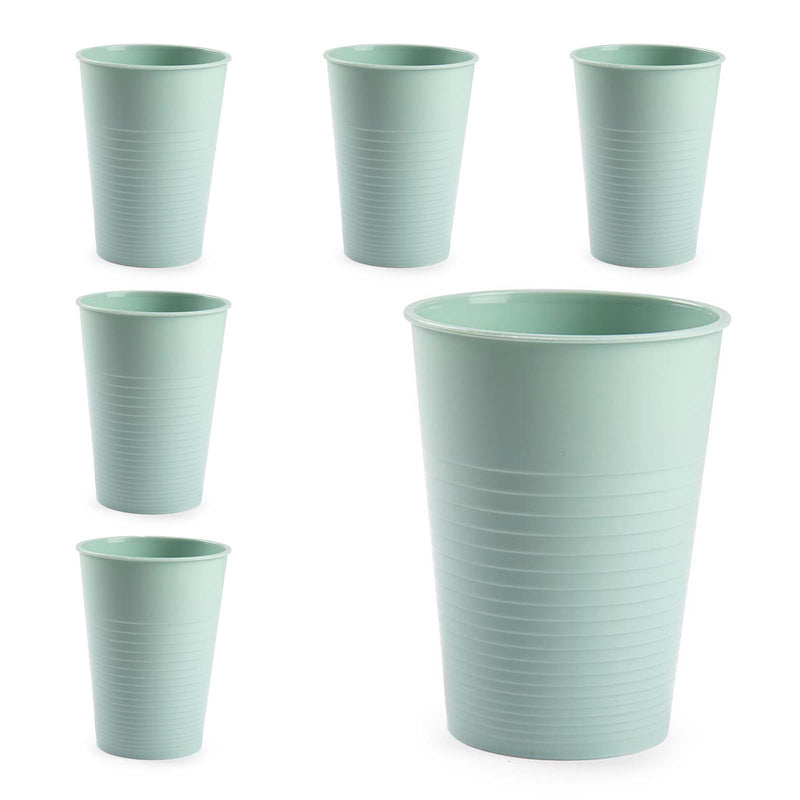 Plastic Forte - Lote de 6 Vasos de Agua de 360 ml Reutilizables. Ideal Fiestas. Verde