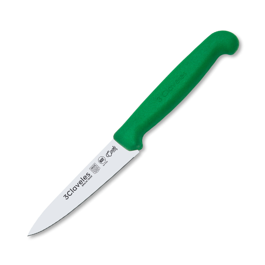 3 Claveles COOK - Cuchillo Cocinero Profesional de 10 cm. Mango Ergonómico NSF. Verde