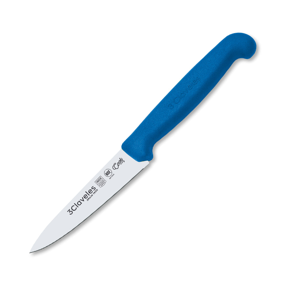 3 Claveles COOK - Cuchillo Cocinero Profesional de 10 cm. Mango Ergonómico NSF. Azul