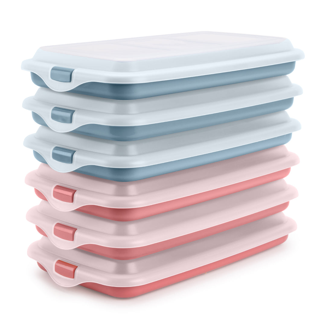 IBILI Deli - Lote de 6 Recipientes Apilables Porta Embutidos y Alimentos. Azul y Rojo