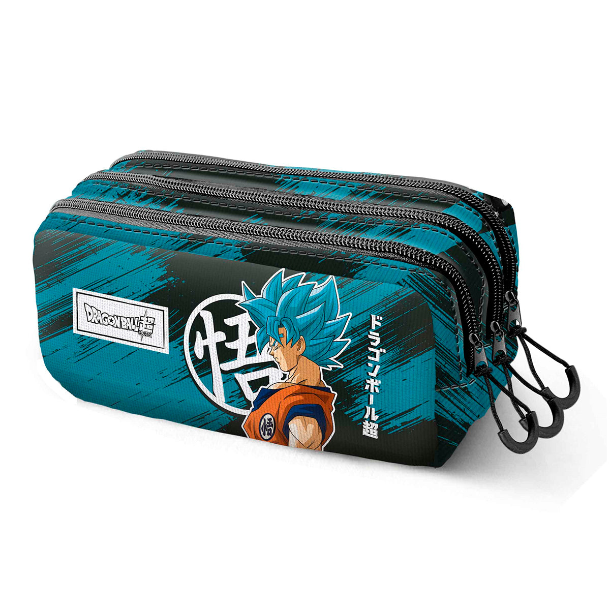 DRAGON BALL Saiyajin - Estuche Escolar Triple Portatodo Tres Cremalleras TRICK FAN Turquesa