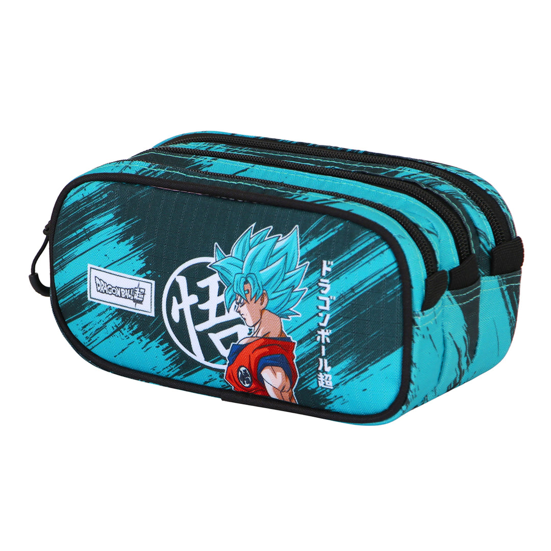 DRAGON BALL Saiyajin - Estuche Escolar Triple Portatodo Tres Cremalleras TRICK FAN Turquesa
