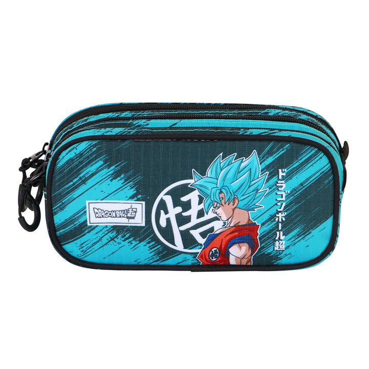 DRAGON BALL Saiyajin - Estuche Escolar Triple Portatodo Tres Cremalleras TRICK FAN Turquesa