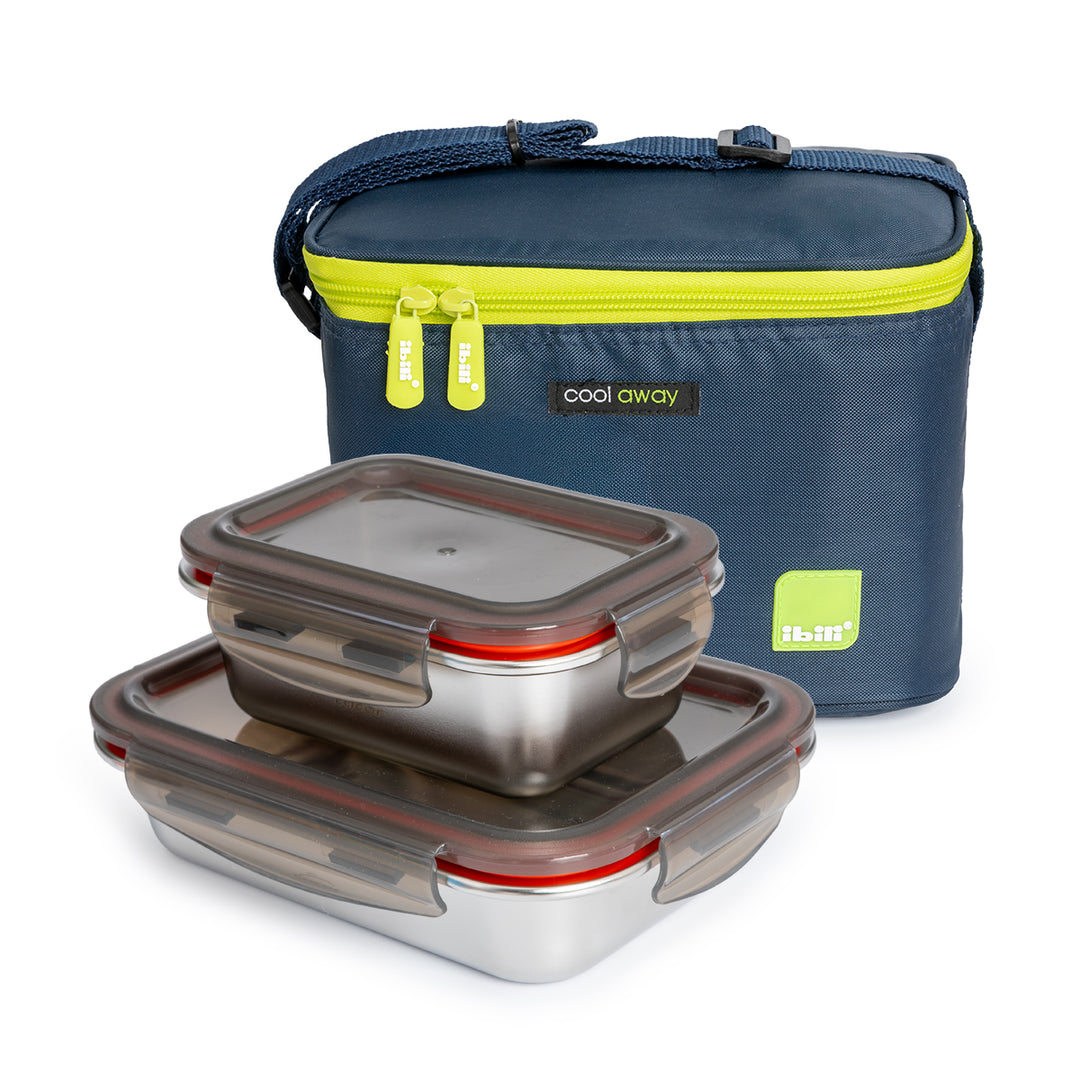 IBILI Hella - Kit Bolsa Isotérmica Tricapa 5L y Recipientes de Acero EcoInox de 820 y 480 ml