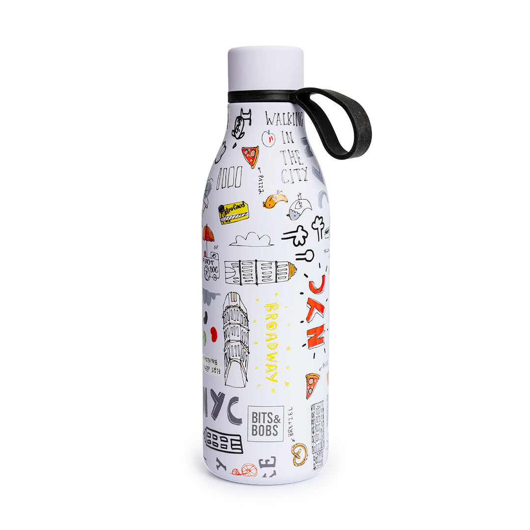 Grafoplas BitsBobs  - Botella Térmica Reutilizable de 0.55L con Interior Cerámico. New York