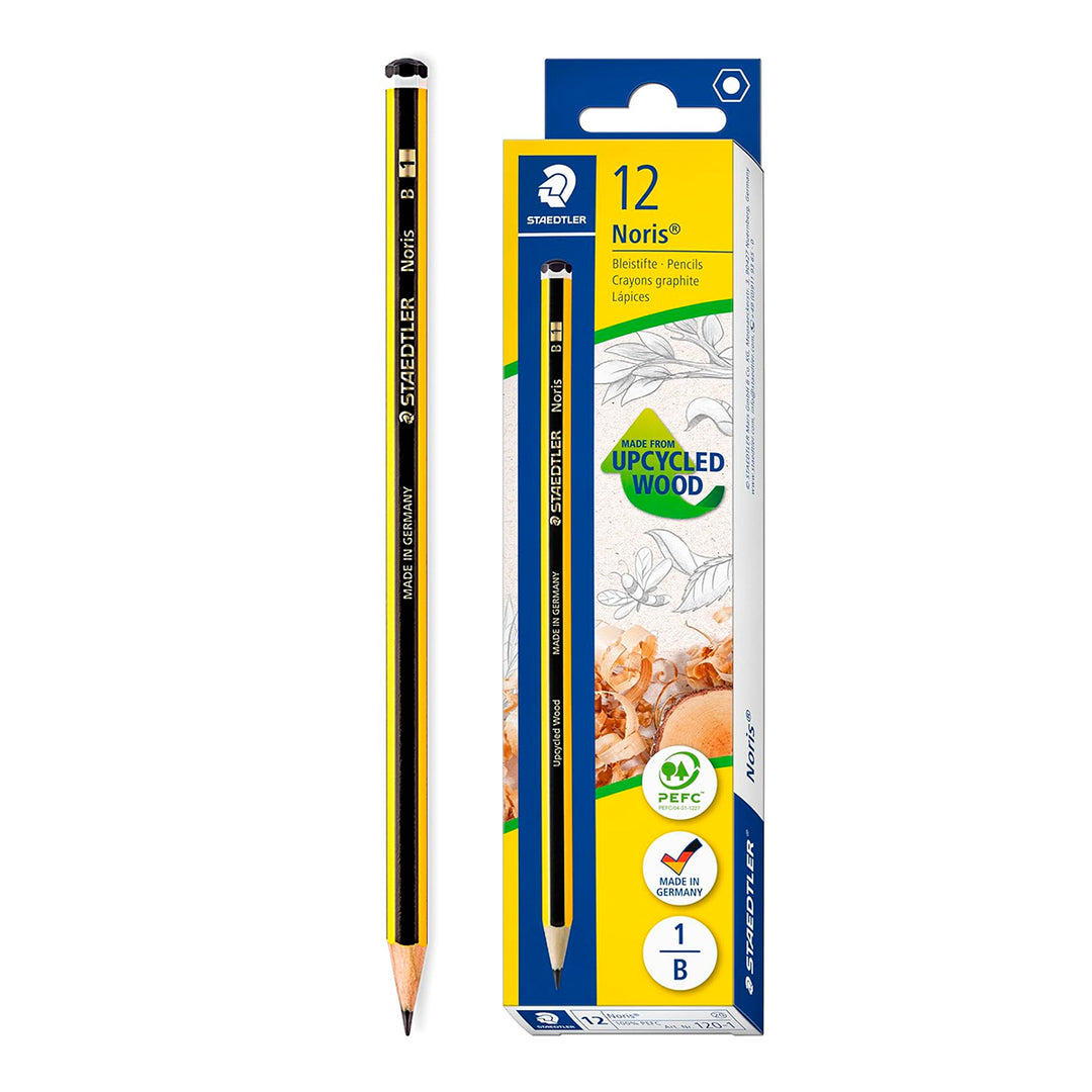 STAEDTLER - Set de 12 Lápices de Grafito Hexagonal 1B. Madera Certificada Etiqueta PECF