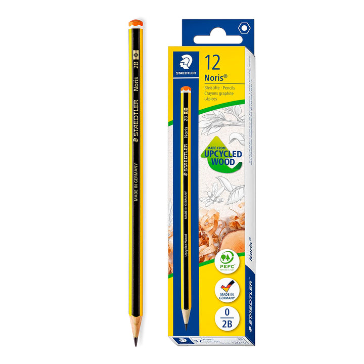 STAEDTLER - Set de 12 Lápices de Grafito Hexagonal 2B. Madera Certificada Etiqueta PECF