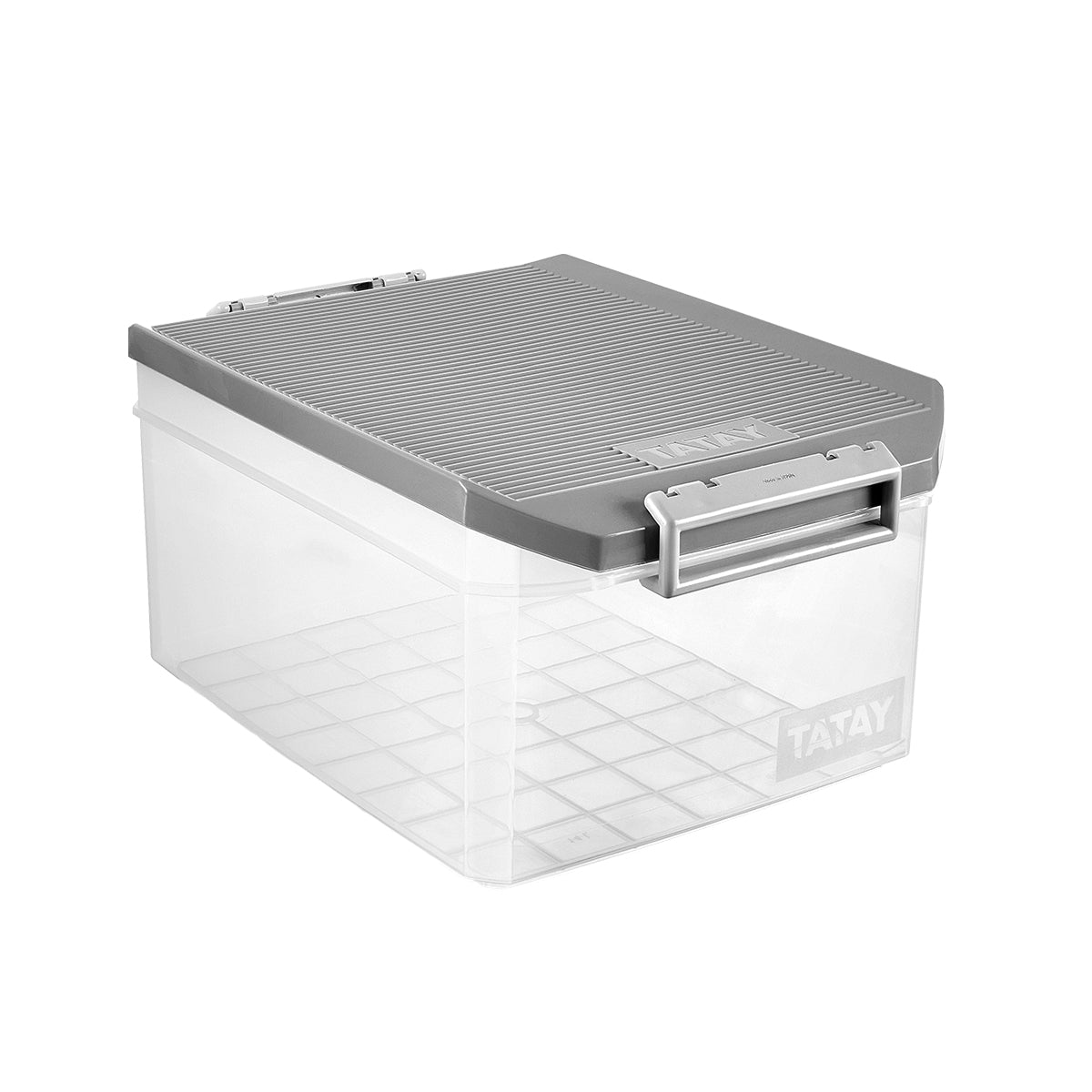 TATAY - Caja de Ordenación Multiusos de 14L con Cierre Hermético y Asas de ABS. Gris