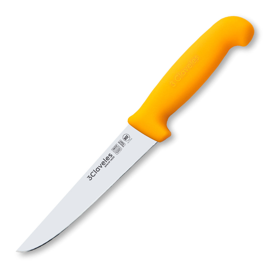 3 Claveles Proflex Max - Cuchillo Profesional Deshuesador Ancho 15 cm Ergonomico NSF. Amarillo