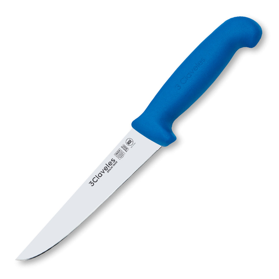 3 Claveles Proflex Max - Cuchillo Profesional Deshuesador Ancho 15 cm Ergonomico NSF. Azul