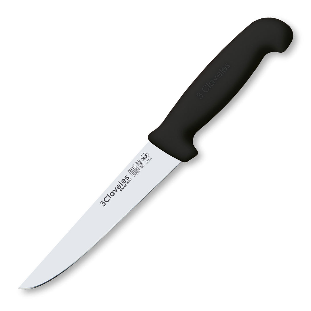 3 Claveles Proflex Max - Cuchillo Profesional Deshuesador Ancho 15 cm Ergonomico NSF. Negro