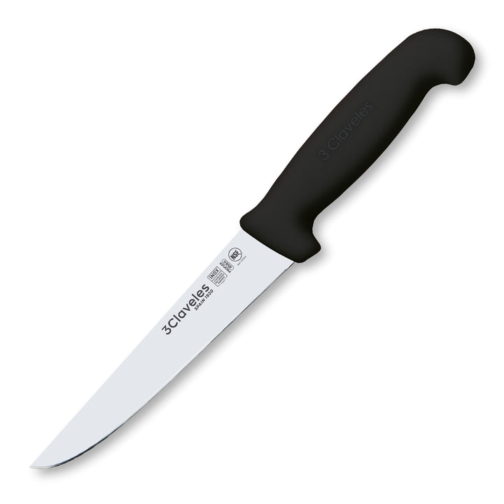 3 Claveles Proflex Max - Cuchillo Profesional Deshuesador Ancho 15 cm Ergonomico NSF. Negro
