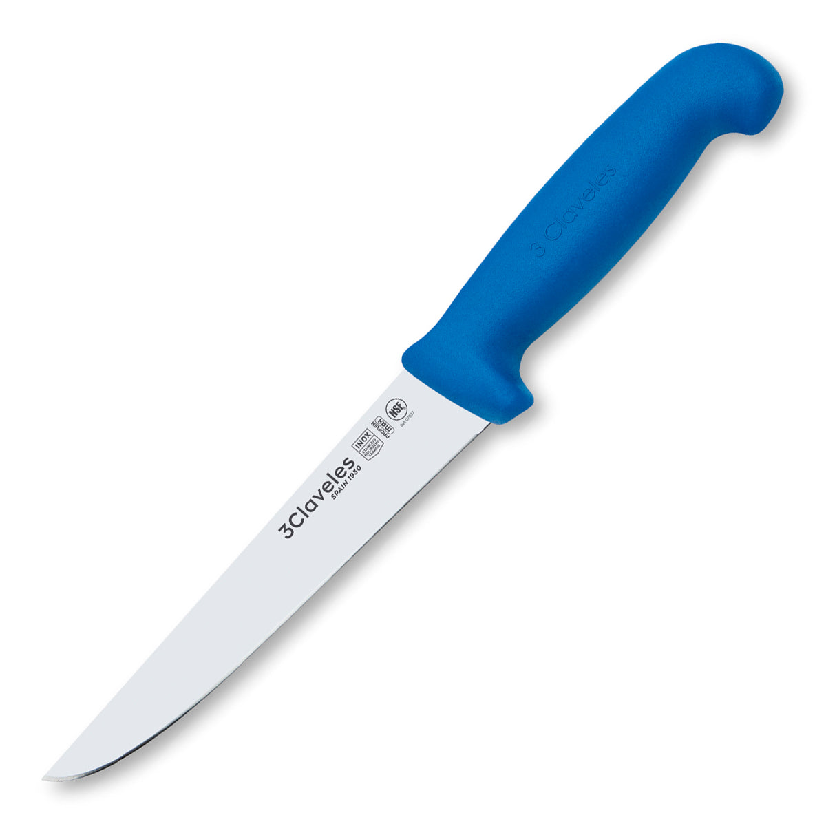 3 Claveles Proflex Max - Cuchillo Profesional Deshuesador Ancho 18 cm Ergonomico NSF. Azul