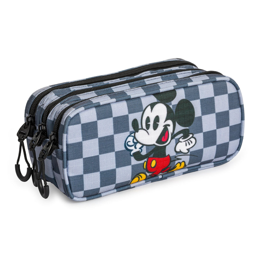 DISNEY Mickey Move - Estuche Escolar Triple Portatodo Tres Cremalleras TRICK FAN Gris