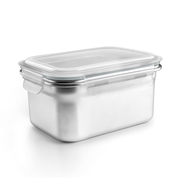 IBILI Keepklin - Recipiente Rectangular de 2.0L en Acero Inoxidable Apto Microondas