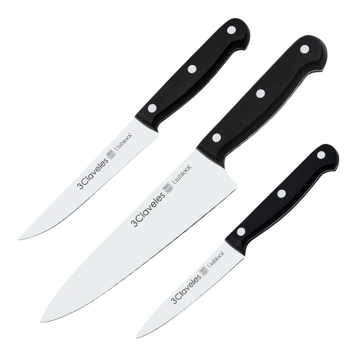 3 Claveles Uniblock - Juego de 3 Cuchillos Profesionales Gama Premium Mango POM
