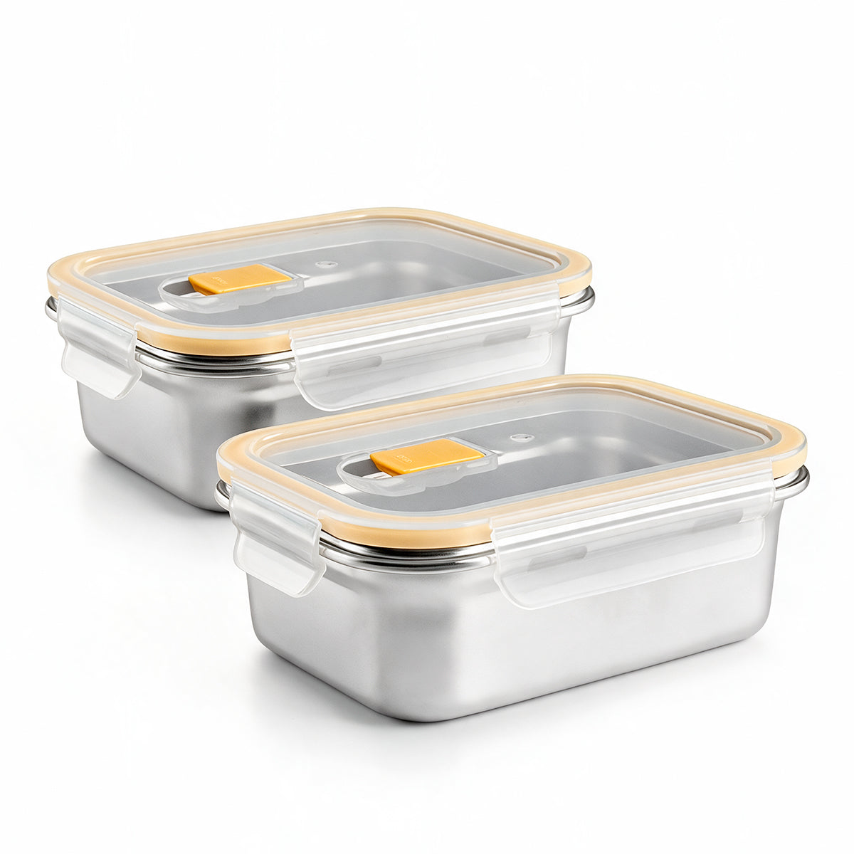 IBILI Keepklin Air Vent - Lote de 2 Recipientes Rectangulares de 1.2L en Acero Inoxidable Aptos Microondas