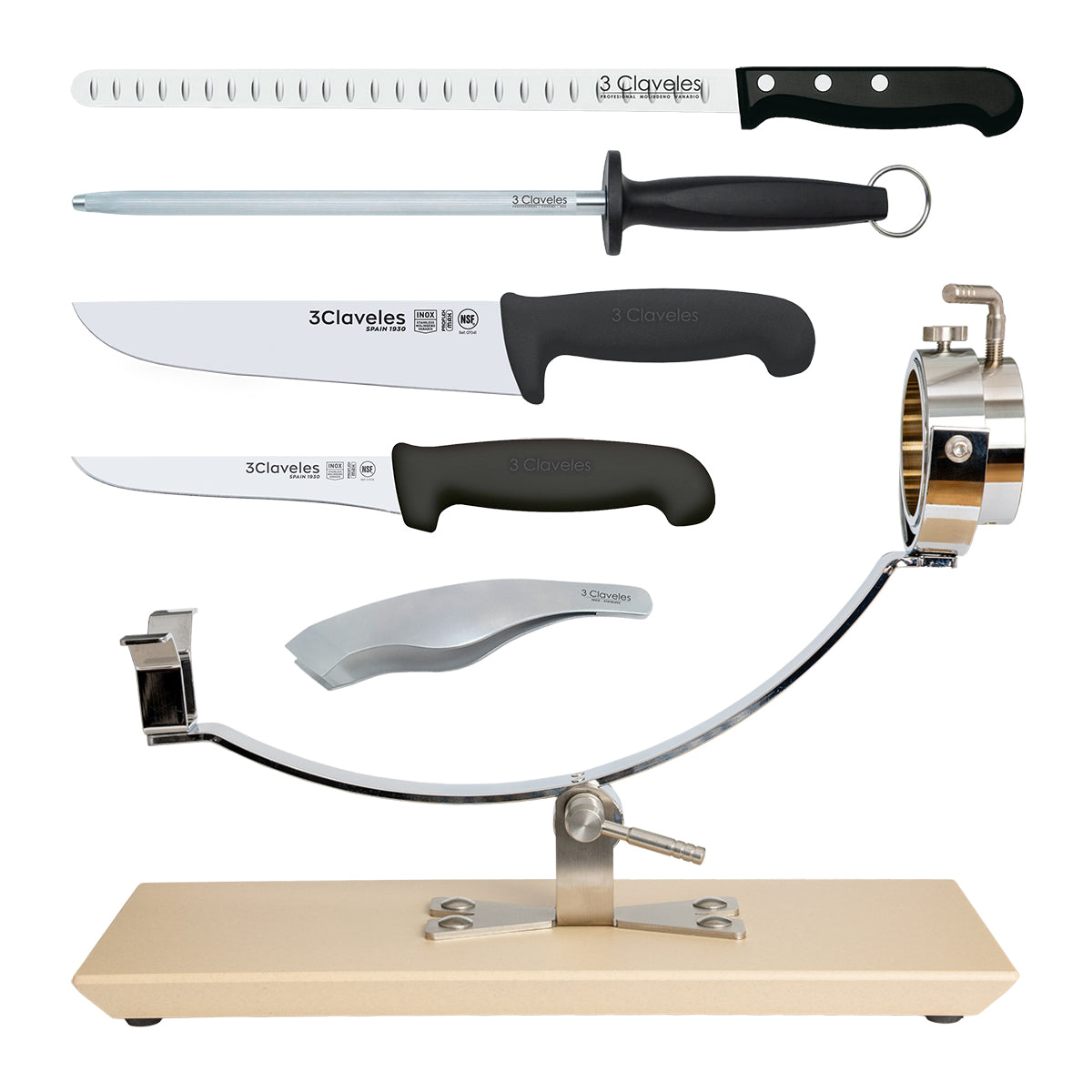 BELLO Gala - Kit Proflex Max de Soporte Jamonero Basculante para Corte de Jamón. Arena