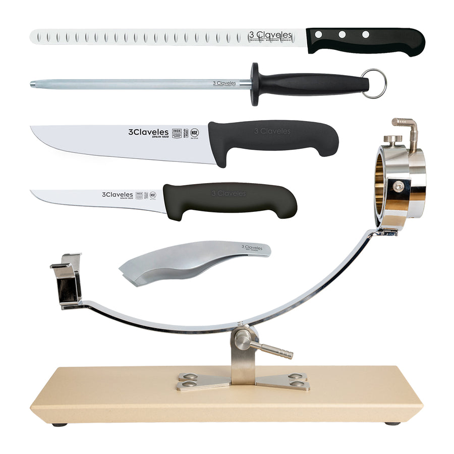 BELLO Gala - Kit Proflex Max de Soporte Jamonero Basculante para Corte de Jamón. Arena