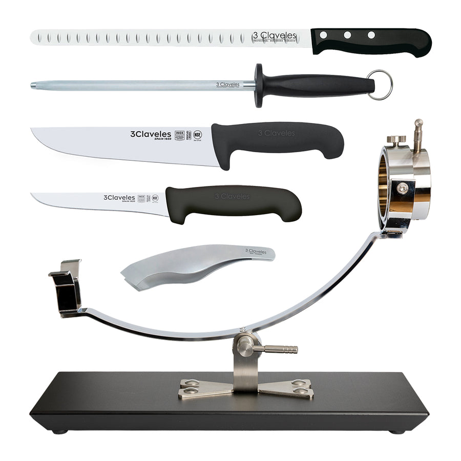 BELLO Gala - Kit Proflex Max de Soporte Jamonero Basculante para Corte de Jamón. Negro